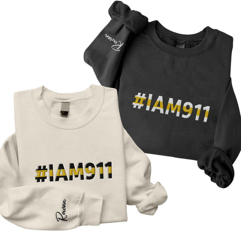 Leeprints Personalized Embroidered Dispatcher 911 Sweatshirt, Pulse Dispatch Embroider Hoodie, Thin Gold Line 911