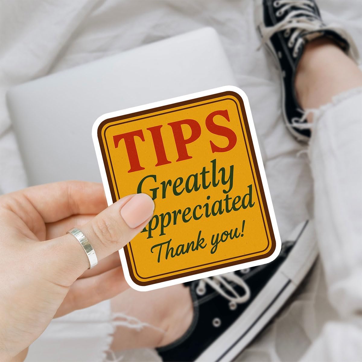 3 Pcs Tips Appreciated Thank You Sticker Tip Jar Stickers 3 Inch – Labels for Tip Jars, Bartender Waiter Waitress Cafe Restaurant Bar Vinyl Decal for Shops Water Bottles Laptop Phone Car Helmet