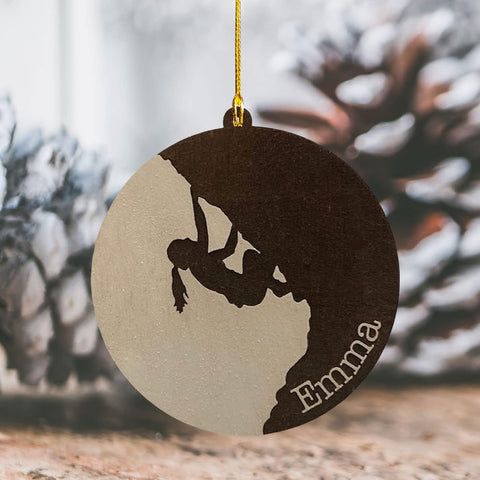 HomeDesign Personalized Rock Climbing Ornaments Custom Climbing Ornament Rock Climber Ornament, Mountain Climbing Bag, Climber Gift Bouldering Gifts Ornament Christmas Hanging Ornament