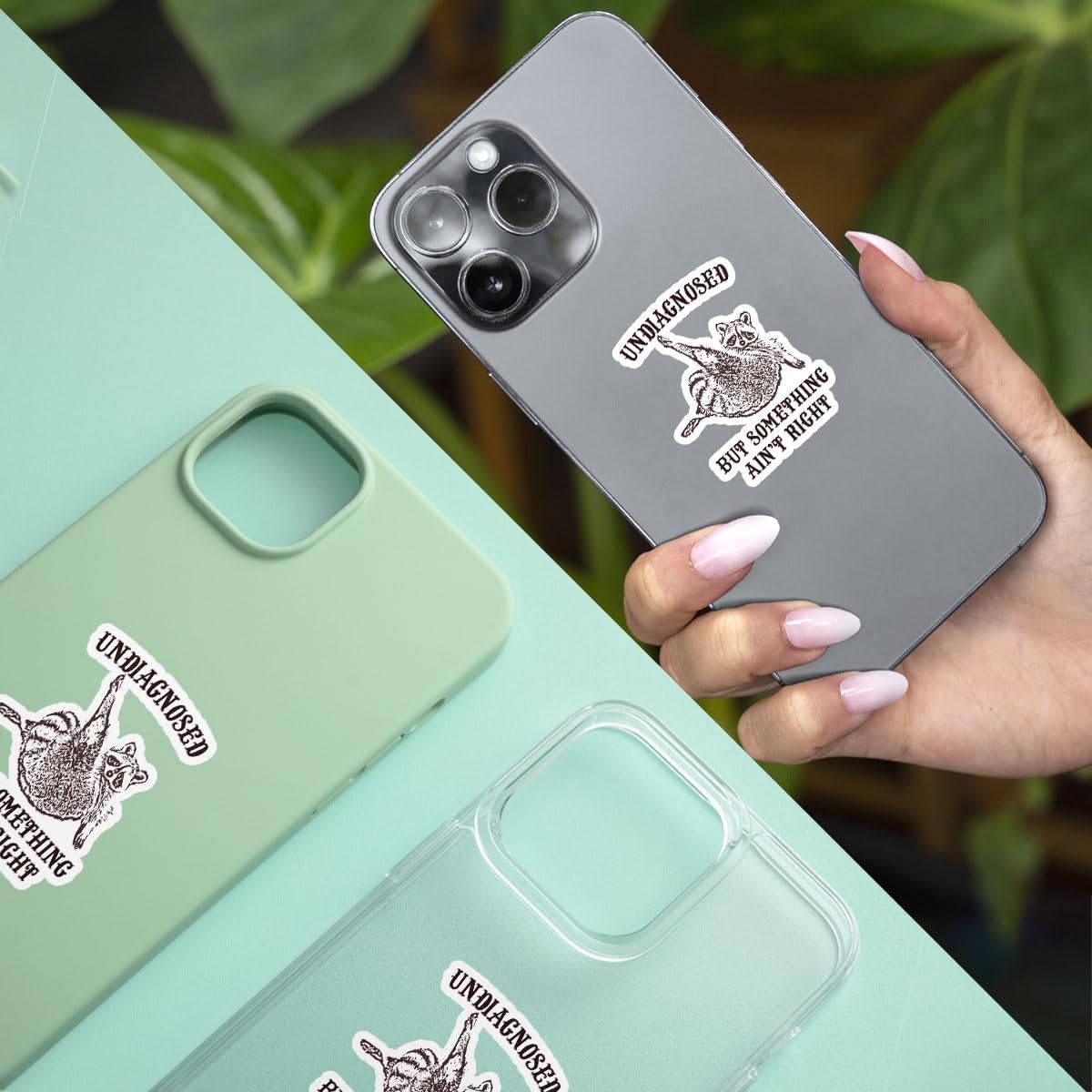 3Pcs Undiagnosed But Something Ain't Right Sticker Funny Raccoon Trash Panda Gift Undiagnosed But Something is Definitely Wrong Stickers Sarcastic Decal for Laptop Bottle Phone Car Hard Hat 3"