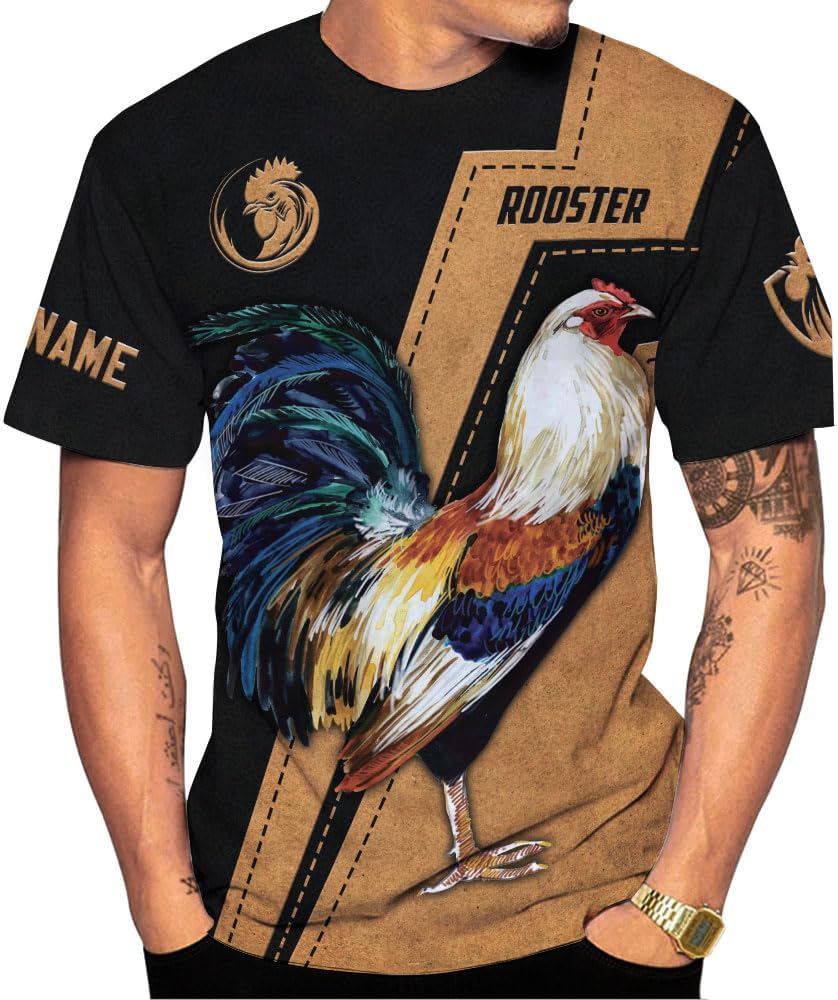 Woseprints Personalized Name Mexican Shirts for Men, Rooster Mexico Shirts for Men, Mexico Shirt Eagle Flag Mexican Eagle
