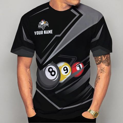 AOVL Personalized Billiard Shirts 3D Billiard Shirt Custom Billiard Flag Shirt Men's Pool Billiards Shirt 8 Ball Men Women