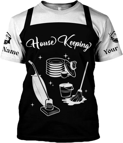 Personalized Housekeeping Shirts, Custom Cleaning Uniforms for Women 3D Cleaning Service Gifts Housekeeper Shirt Clean Lady