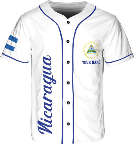 Personalized Nicaragua Baseball Jersey, Custom Nicaragua Baseball Jersey for Men & Women, Nicaraguan Camisas Shirt