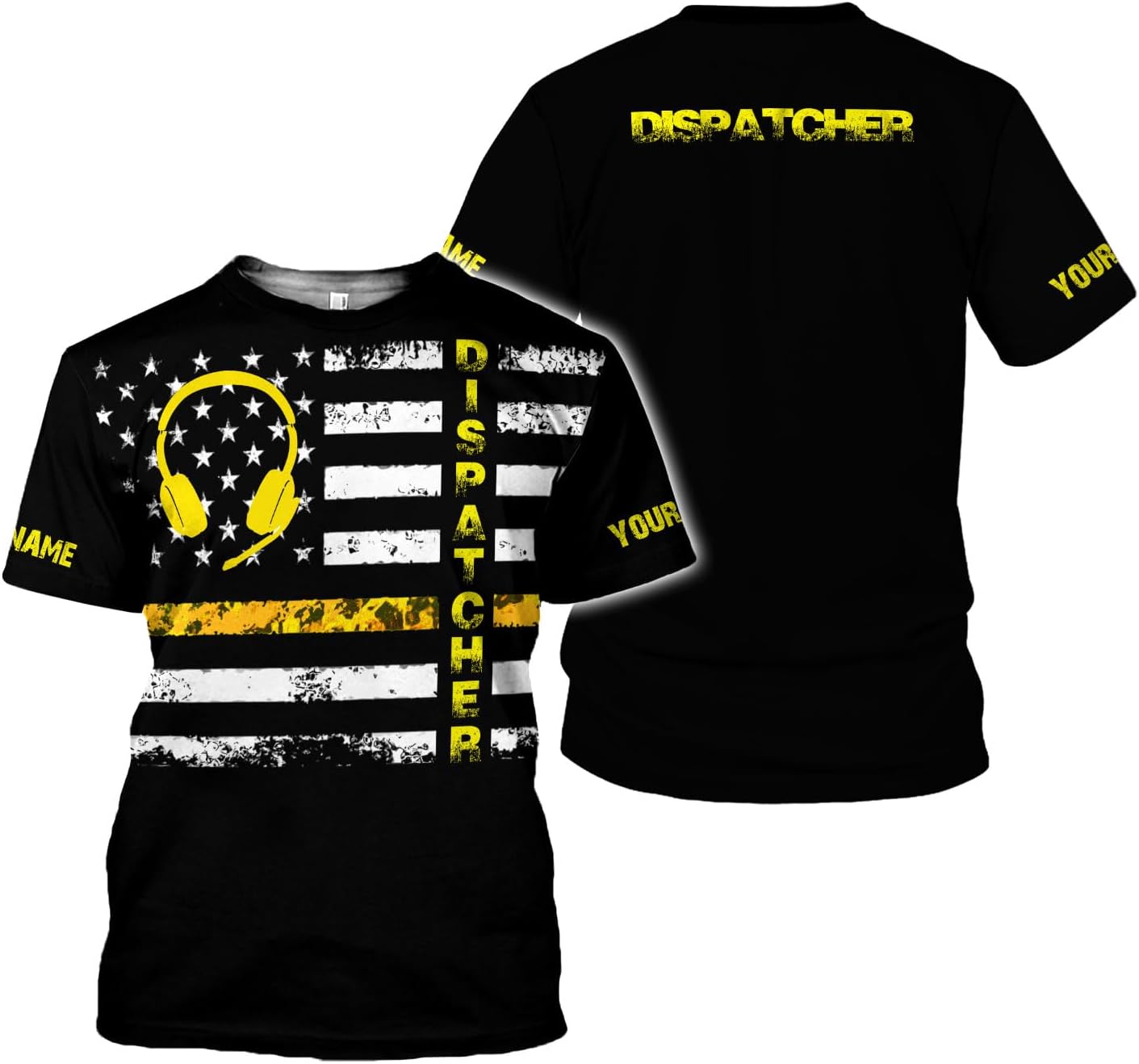 Personalized 911 Dispatcher 3D Shirt, Custom Dispatcher 3D T-Shirt, Thin Gold Line Flag 3D Shirts, Dispatcher Hoodie for Men