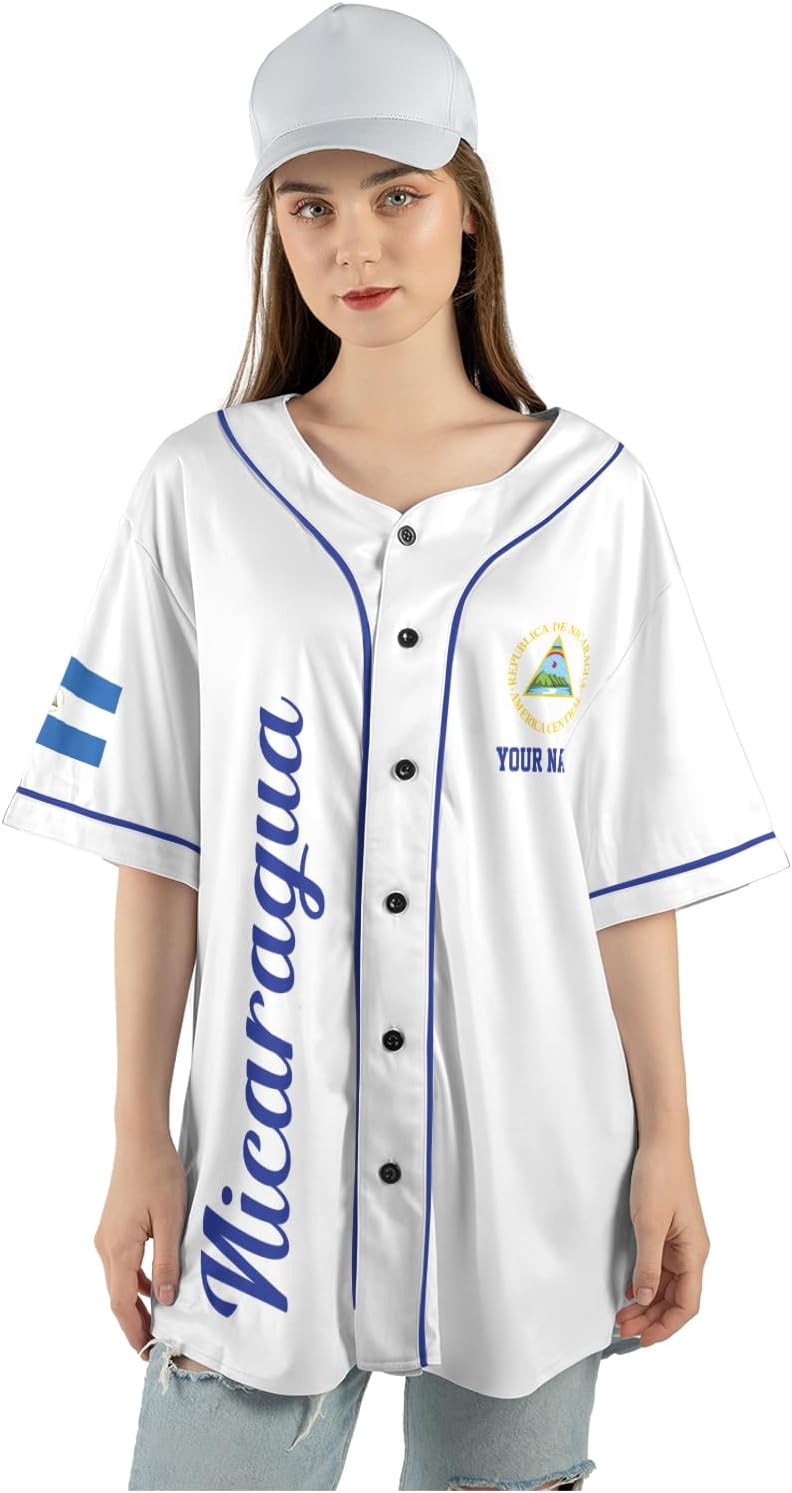 Personalized Nicaragua Baseball Jersey, Custom Nicaragua Baseball Jersey for Men & Women, Nicaraguan Camisas Shirt