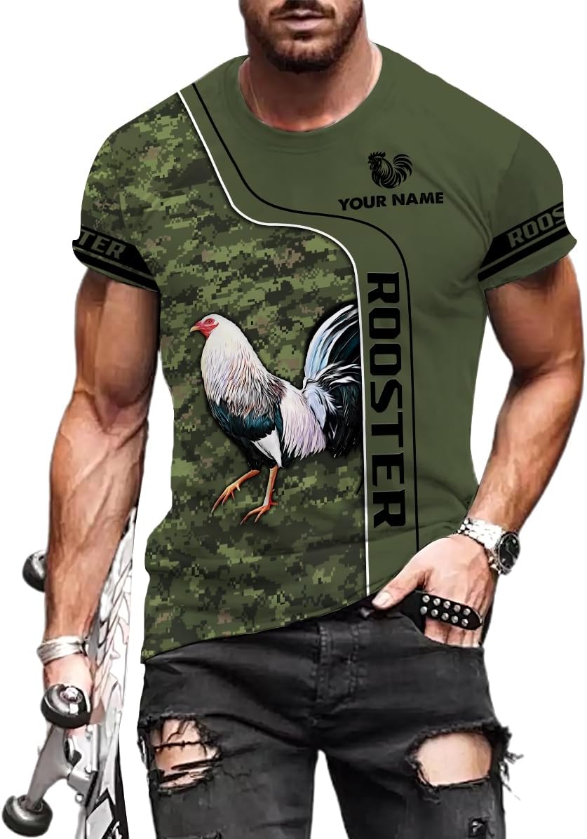 Mostefy Personalized Name Rooster Shirt 3D, Rooster Shirts for Men, Chicken Tshirts Shirts for Women, Funny Chicken Shirts