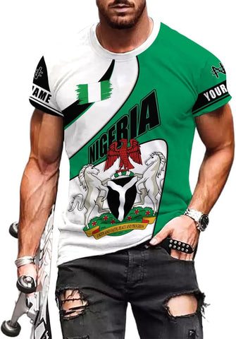 AOVL Personalized Nigeria Shirts Nigerian Flag Shirts Nigeria Flag Nigerian Pride Gift T-Shirt Nigerian Pride Shirt 3D S-5XL
