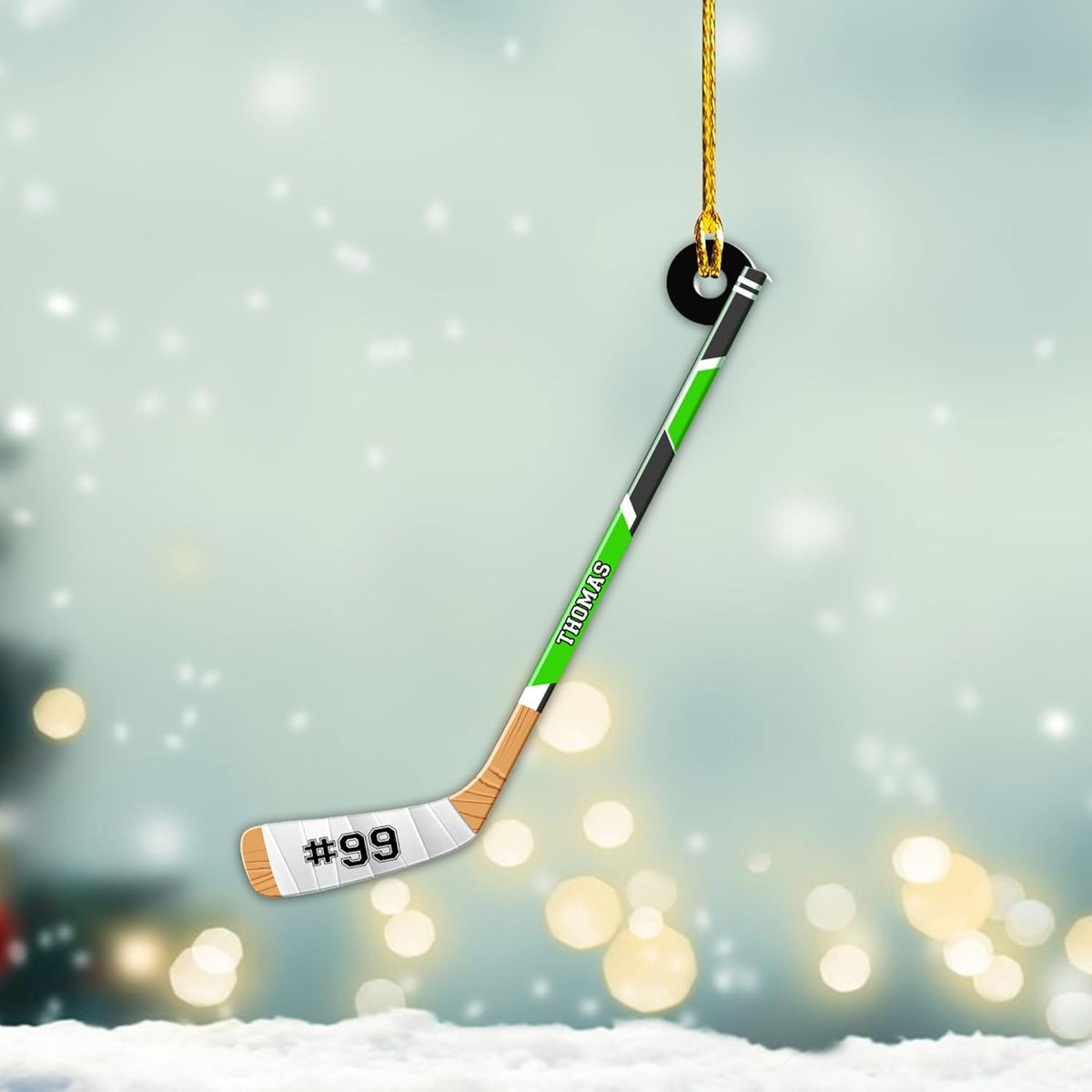 AOVL Personalized Hockey Christmas Ornament, Hockey Skates Helmet and Stick, Hockey Player Ornament, Hockey Ornament, Hockey Flat Ornament, Gift for Hockey Lovers Christmas Tree Decor (HK22)