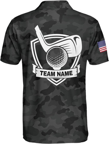 AOVL Personalized 3D Funny Golf Polo Shirt for Men Men's Golf Polo Shirts Custom Name and Team Name Golf Polo Gift for Dad