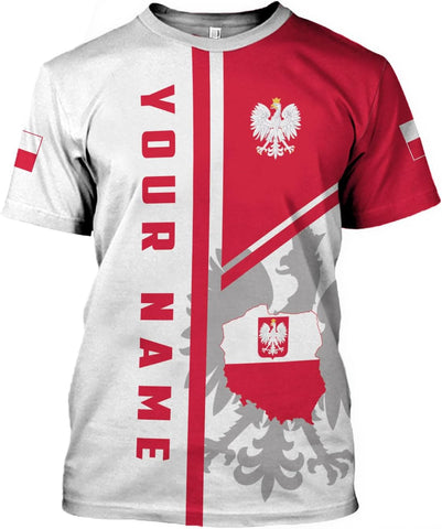 MoonArt Personalized Name Poland Shirt 3D, Poland Pride Shirts, Retro-Feel Polish Eagle Polska Unisex T-Shirt Polish Eagle