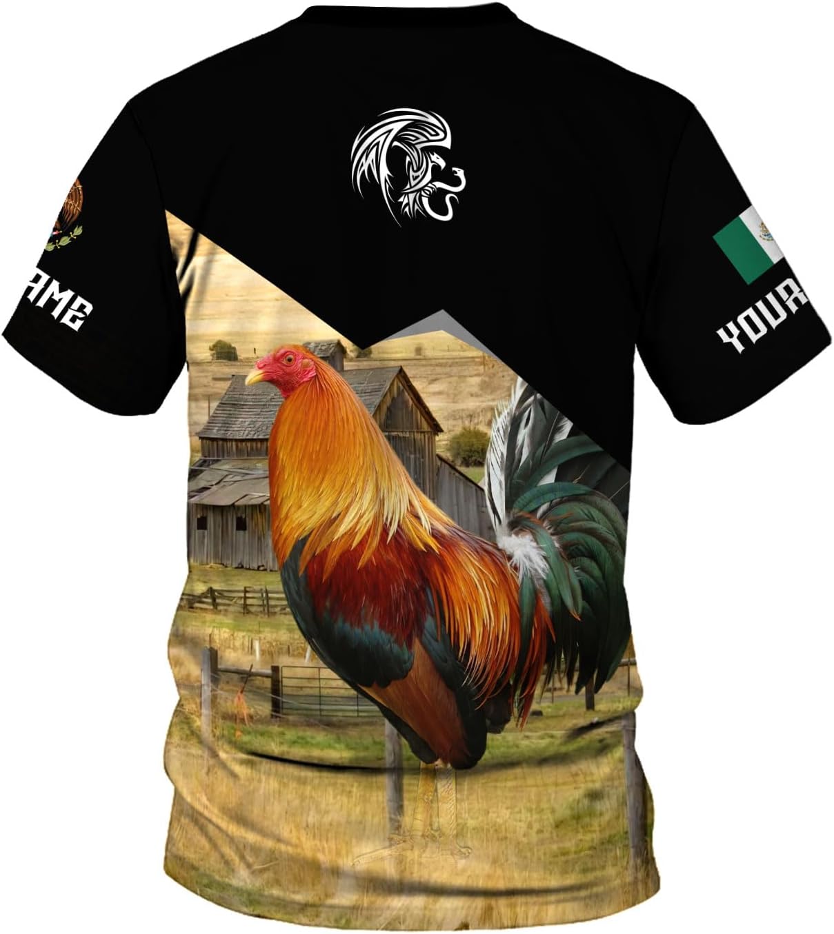 MoonArt Personalized Name Mexican Shirts for Men, Rooster Mexico Shirts for Men, Mexico Shirt Eagle Flag Mexican Eagle