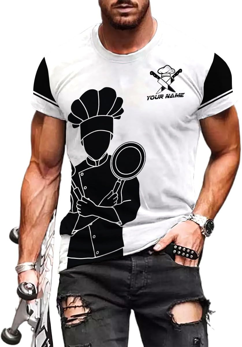 Custom Chef Shirt Chef Shirts for Men Gifts for Master Chef Lovers Custom Chef T Shirts for Men Funny 3D Chef Shirts for Men