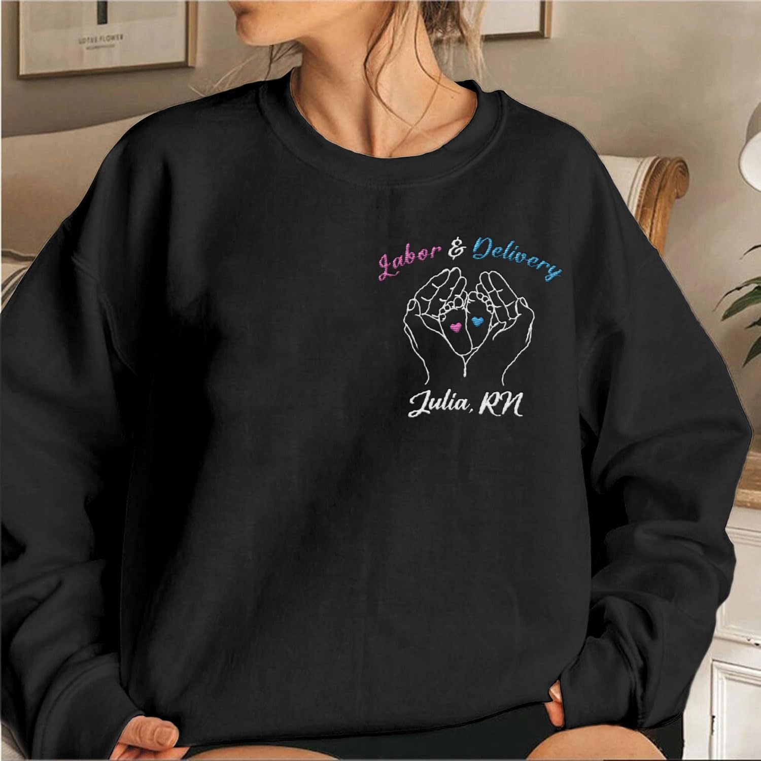 Leeprints L&D Sweatshirt, Personalized LD Shirt, Nurse Appreciation Gift