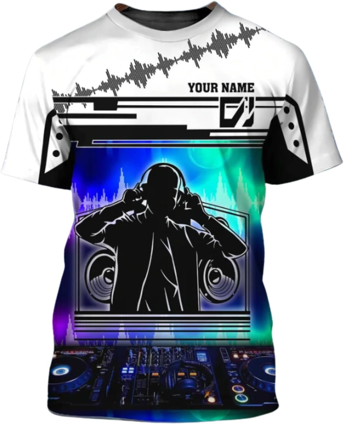MAPrints Personalized DJ 3D T-Shirts, Custom DJ Shirt with Name, DJ Gifts for Men EDM Music Festival Clothing, Gift for DJ