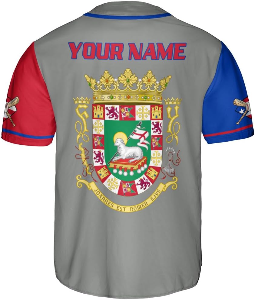 RoyalBro Personalized Puerto Rico Baseball Shirt - Custom Team Name, Puerto Rican Baseball Jersey for Men
