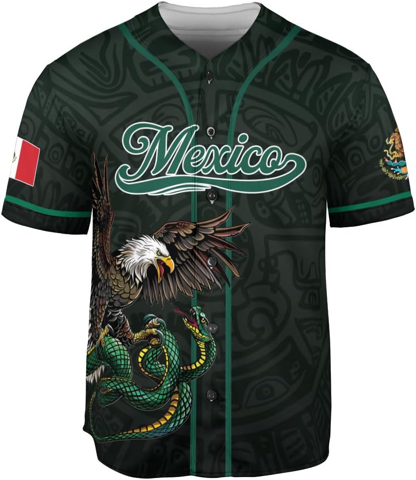 Mostprints Custom Mexico Baseball Jerseys Mexican Eagle & Flag Shirt for Teams, Mexico Shirts for Men & Women Size S-5XL