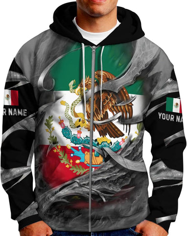 Mostprints Personalized Name Mexican Hoodie 3D, Mexican Hoodies for Men, Unisex Mexico Hoodie, Mexico Hoodies for Men