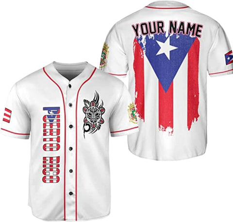 Mostprints Personalized Puerto Rico Baseball Shirt, Customized Team Name Puerto Rican Baseball Jersey for Men and Women S-5XL