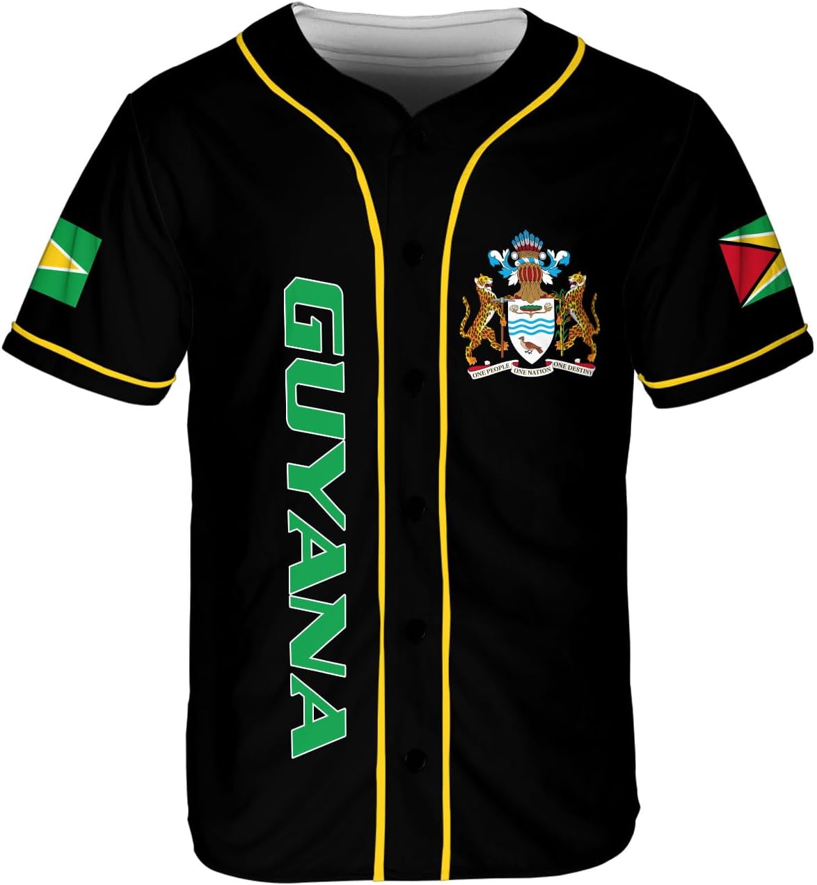 Leeprints Personalized Guyana Baseball Jersey Shirt, GuyaneseFlag Jersey, Guyana Guyanese Pride Jersey for Men and Women