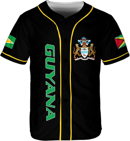 Leeprints Personalized Guyana Baseball Jersey Shirt, GuyaneseFlag Jersey, Guyana Guyanese Pride Jersey for Men and Women