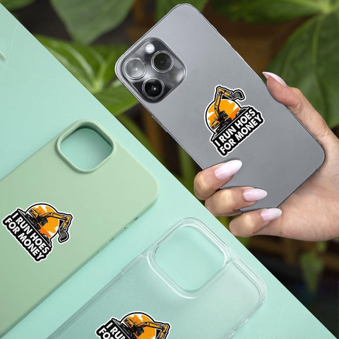 COMBO 3 PCS I Run Hoes for Money Sticker, Heavy Equipment Operator Excavator Gift Sticker, Construction Worker Stickers for Laptop Water Bottle Helmet