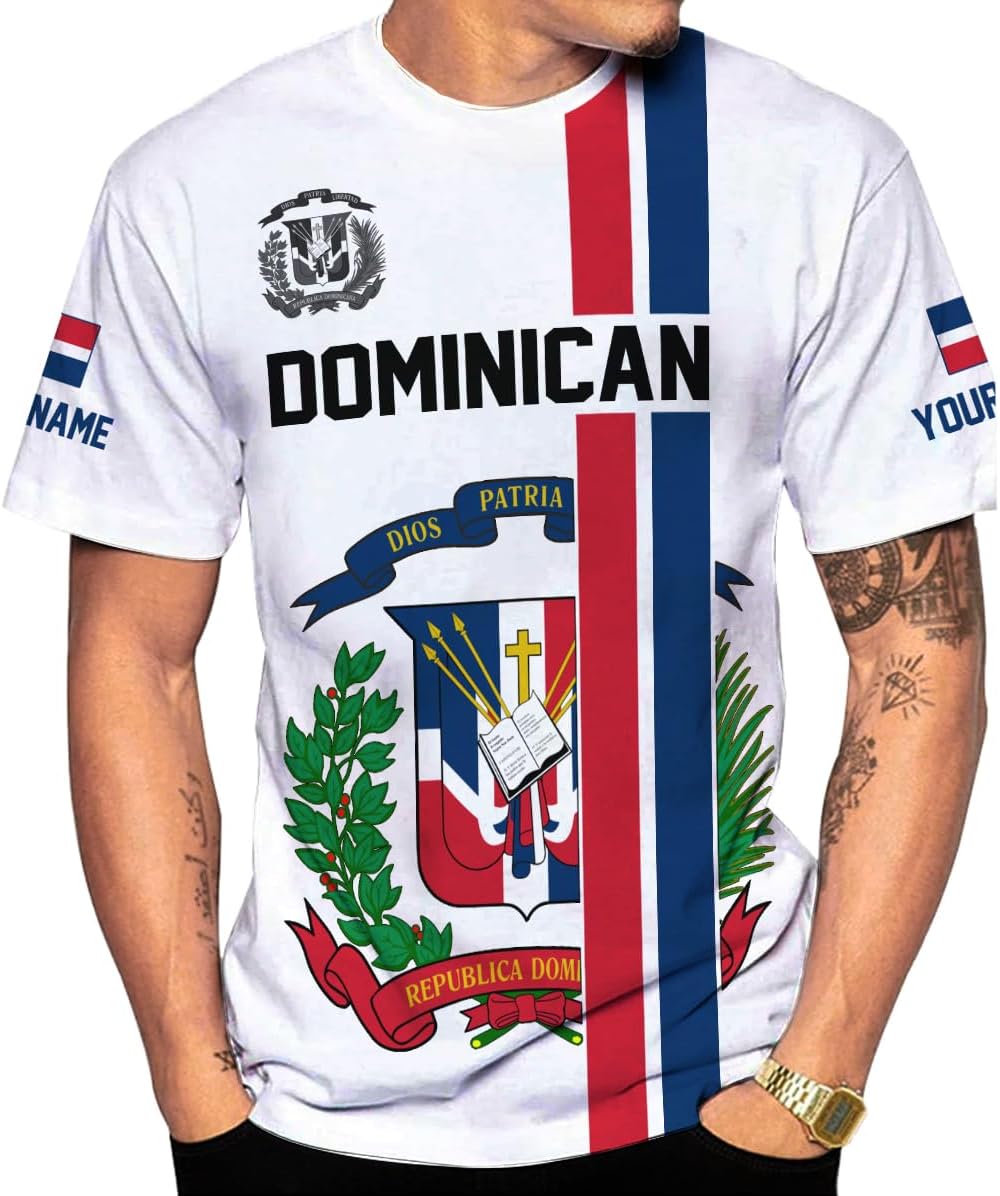 Custom Dominican Republic 3D Shirts for Men Dominicana Flag Shirts Dominican Flag Tshirt Dominican Independence Day