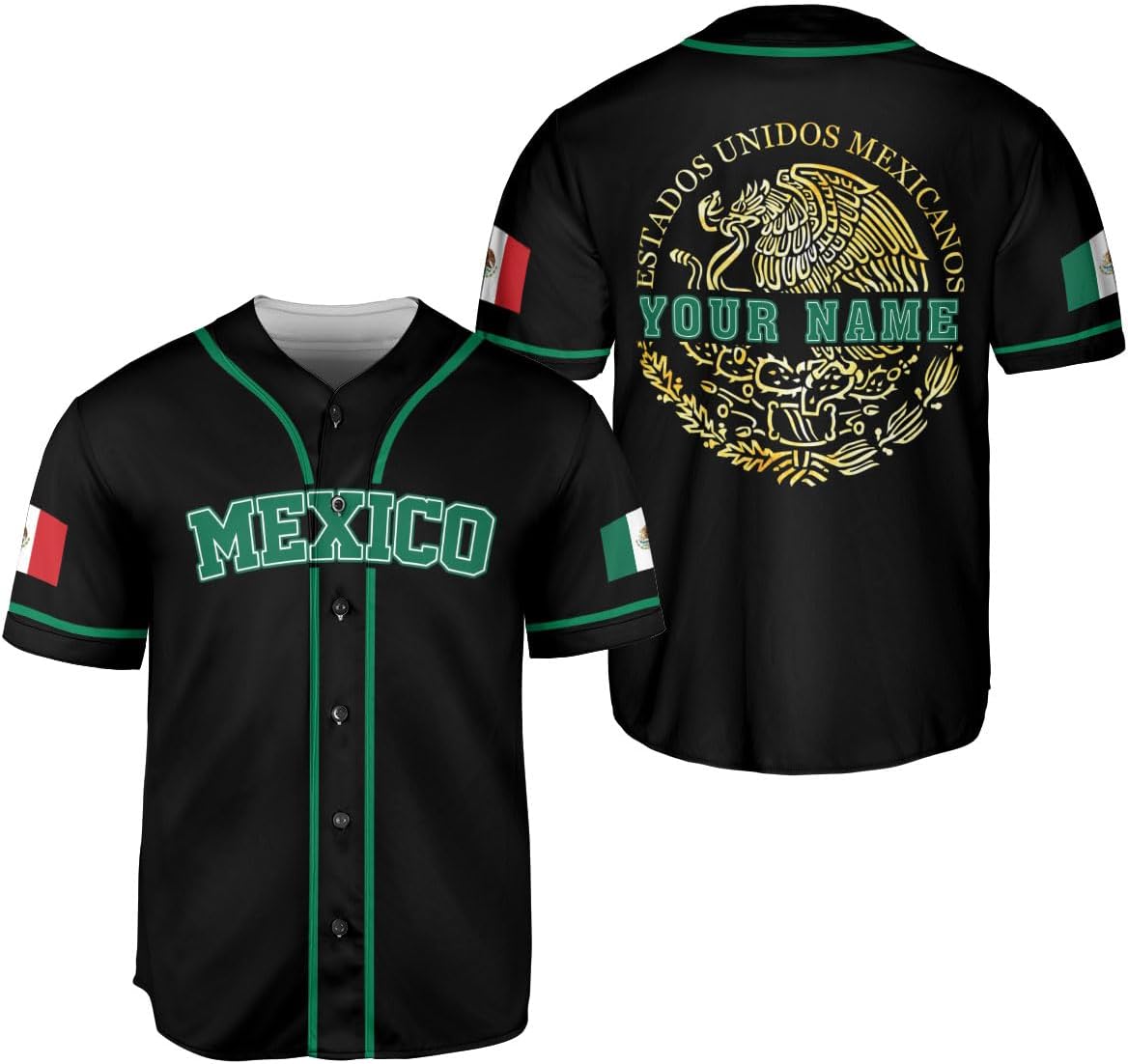 Mostefy Custom Mexico Baseball Jerseys Mexican Eagle & Flag Shirt for Teams, Mexico Shirts for Men & Women Size S-5XL