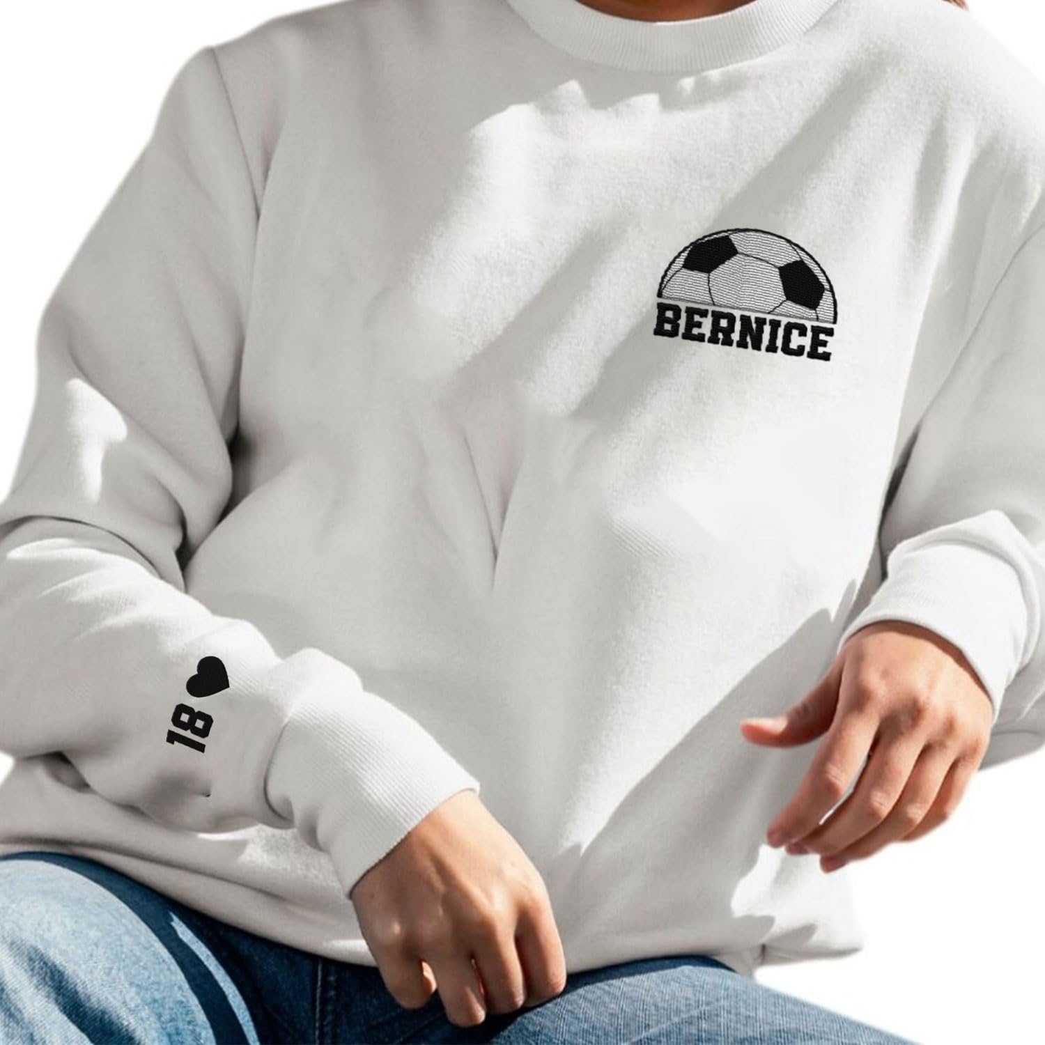 Intenprints Personalized Soccer Embroidered Sweatshirts, Soccer Shirt for Women and Men, Game Day Soccer, Soccer Team