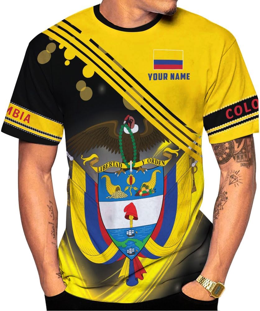 Mostprints Personalized Colombia Shirt 3D, Custom Colombia Flag Shirts for Men Women, Colombian Pride T-Shirt, Unisex Shirt