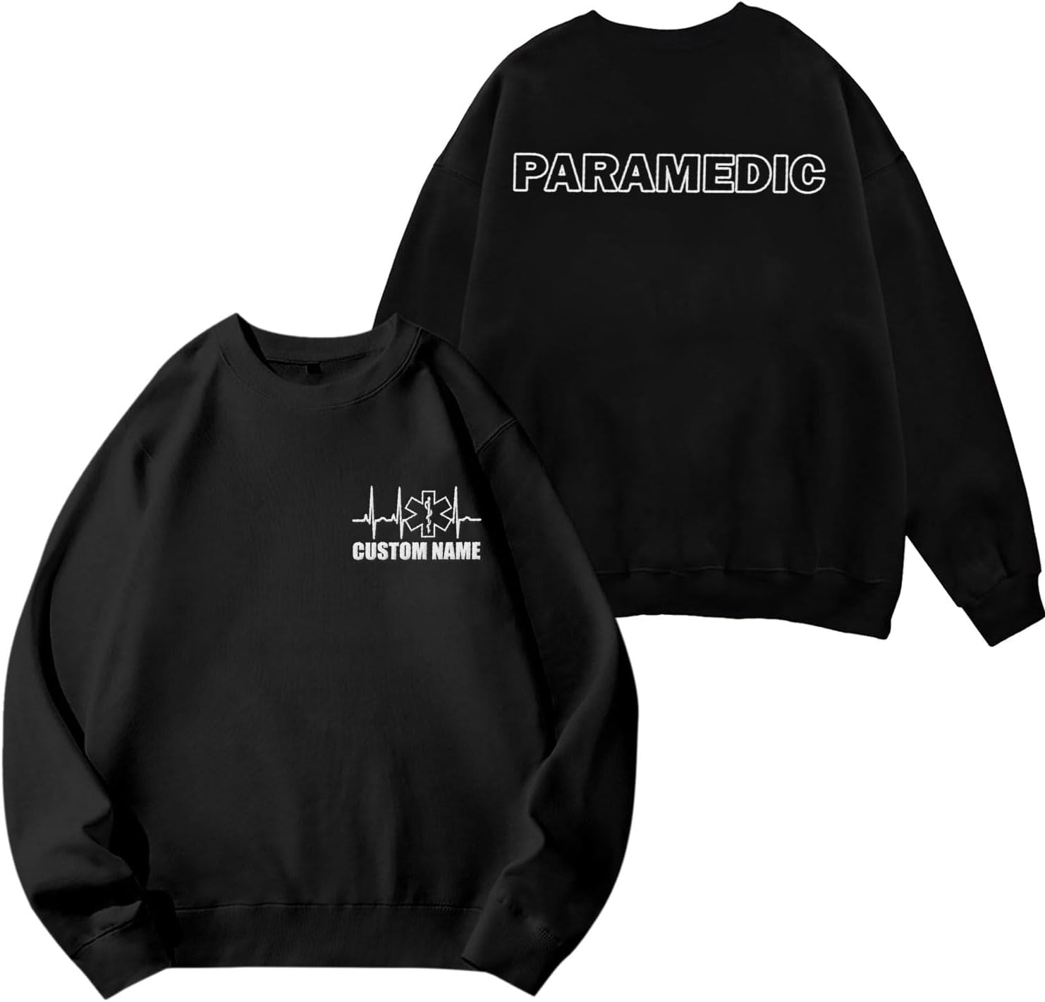 Personalized EMT EMS Paramedic Thin White Line Embroidered Sweatshirt, EMT Student, EMT Future, Medical Worker (Cotton, SS135)