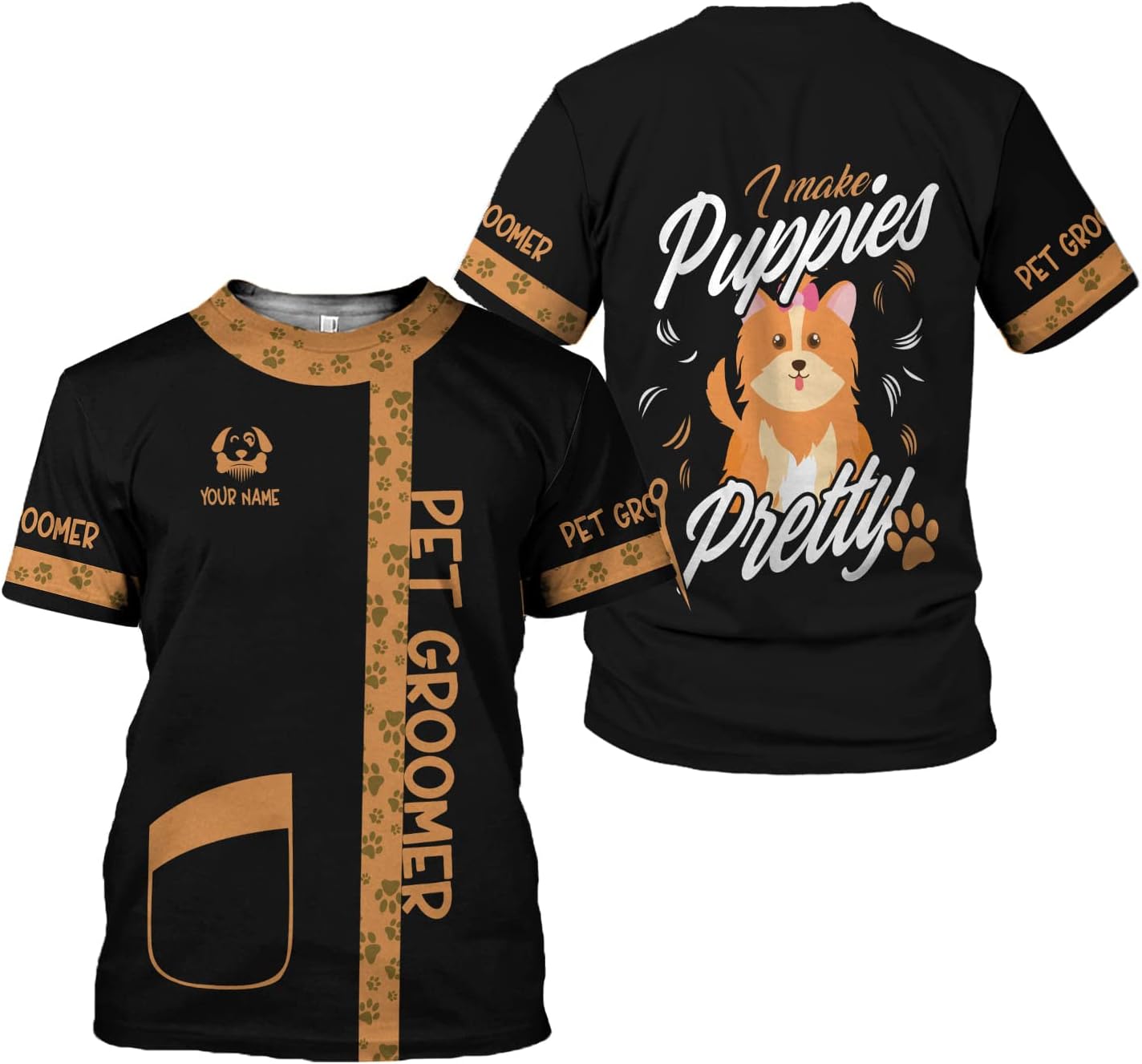 RoyalBro Personalized Dog Groomer Shirt Custom Dog Cat Grooming Stylish Shirts Groomers Tshirts Groomer Tshirt Men & Women (Style 7) Multicolor