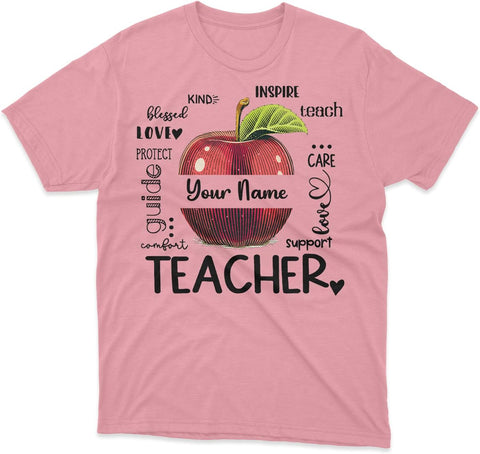Personalized Teacher Shirts for Women Men, Teacher Tshirts Teach Shirts Teacher T-Shirts Rainbow Teacher T Shirt (TS61)
