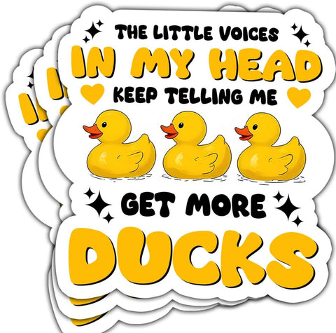 3 Pcs The Little Voice Get More Ducks Sticker, Rubber Duck Cute Duck Stickers, Silly Goose Sticker for Laptop Water Bottle Phone Car Window Helmet Vinyl Stickers 3 Inches
