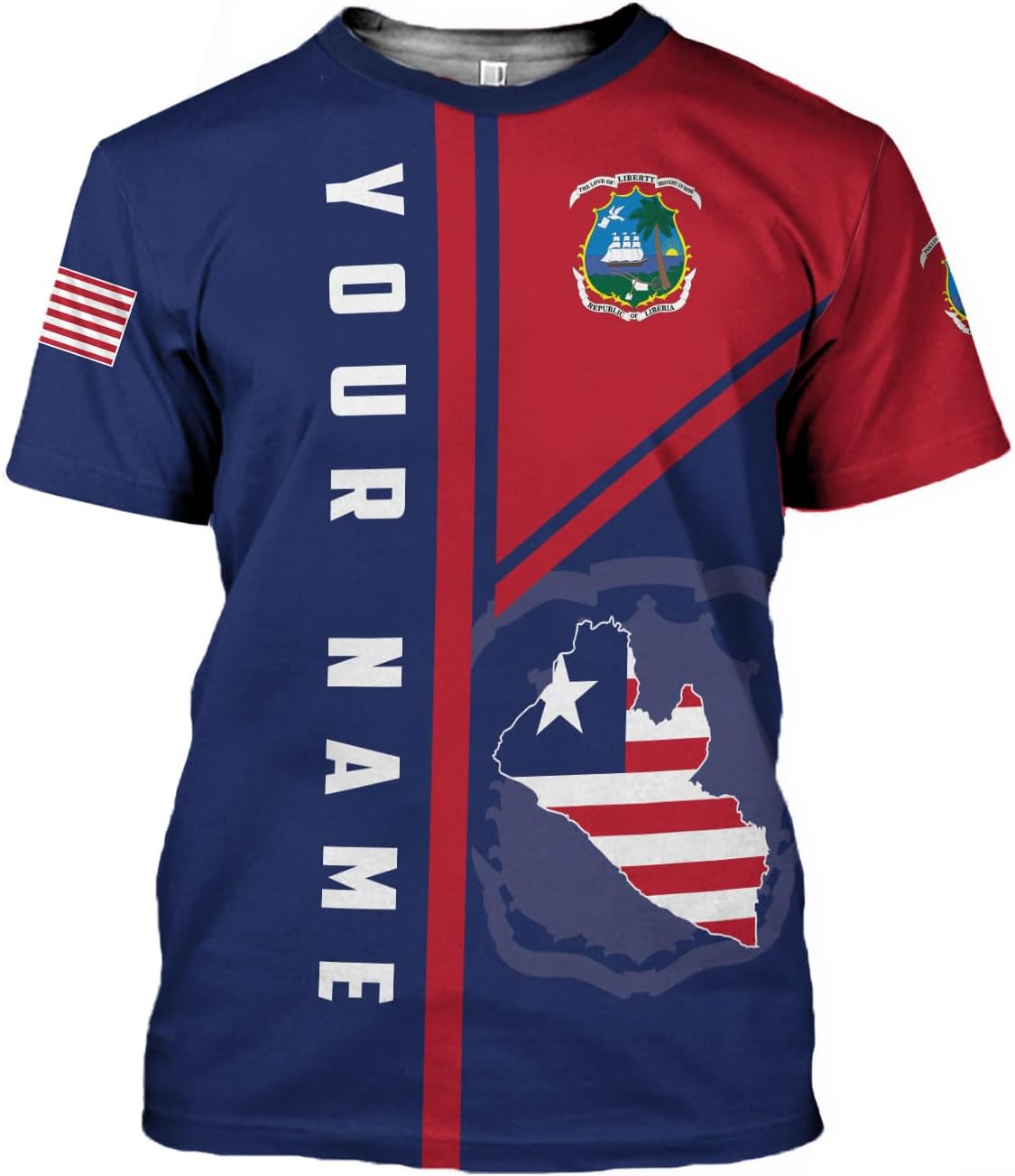 MoonArt Personalized Liberia Shirts Liberian Coat of Arms Flag Liberia 3D Shirts Liberia Liberian Pride Gift
