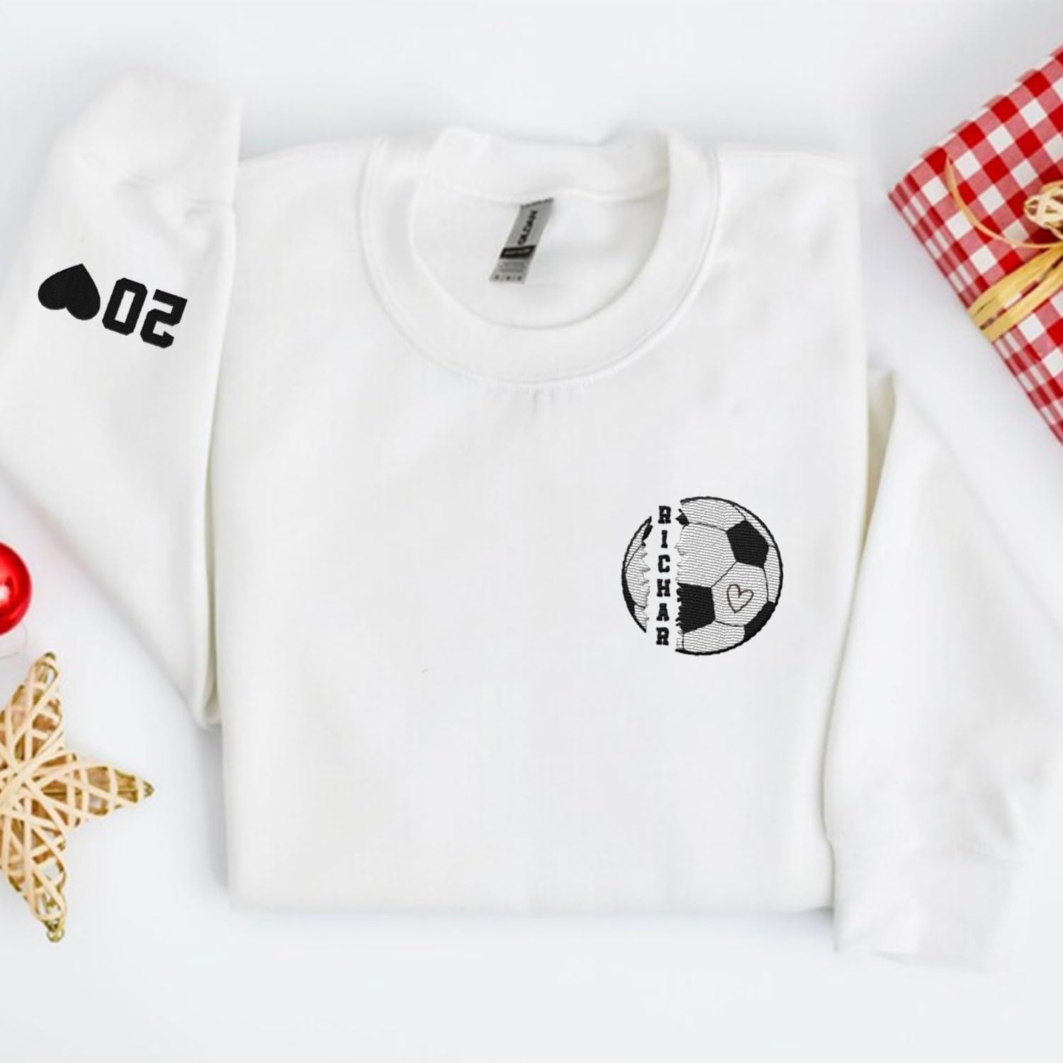 Intenprints Personalized Soccer Embroidered Sweatshirts, Soccer Shirt for Women and Men, Game Day Soccer, Soccer Team