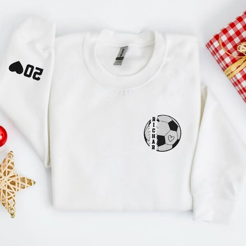 Intenprints Personalized Soccer Embroidered Sweatshirts, Soccer Shirt for Women and Men, Game Day Soccer, Soccer Team