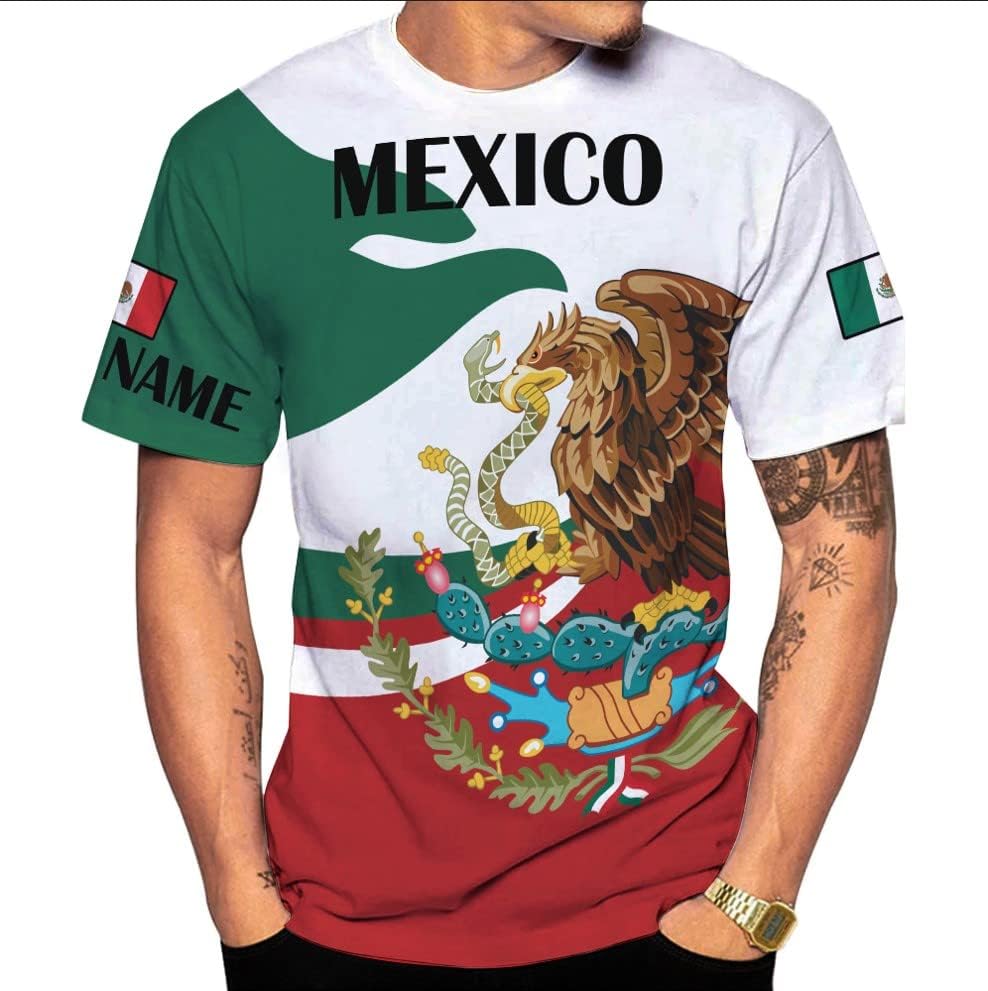 Personalized Eagle Mexico Tshirt, Shirt De Mexico Flag, Gifts for Men Mexico, Mexican T-Shirts for Men Women S_5XL