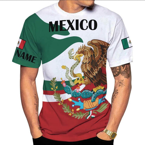 Personalized Eagle Mexico Tshirt, Shirt De Mexico Flag, Gifts for Men Mexico, Mexican T-Shirts for Men Women S_5XL