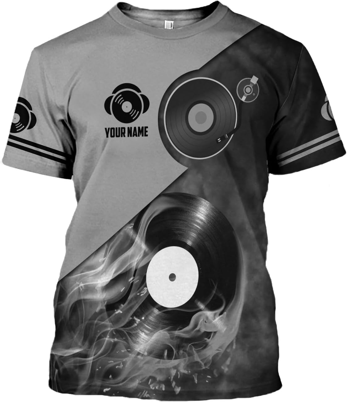 AOVL Personalized DJ Shirts 3D Custom DJ Shirts for Men Women DJ Gifts for Men EDM Music Festival Gifts for Men Music DJ Gift