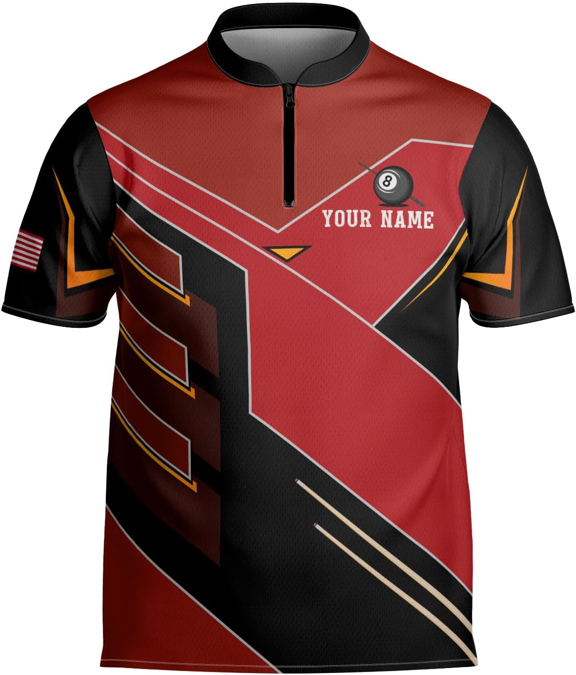 Personalized Billiard Bowling Jersey 3D Billiard Shirt Custom Billiard Flag Shirt Men's Pool Billiards Shirt 8 Ball Men Women
