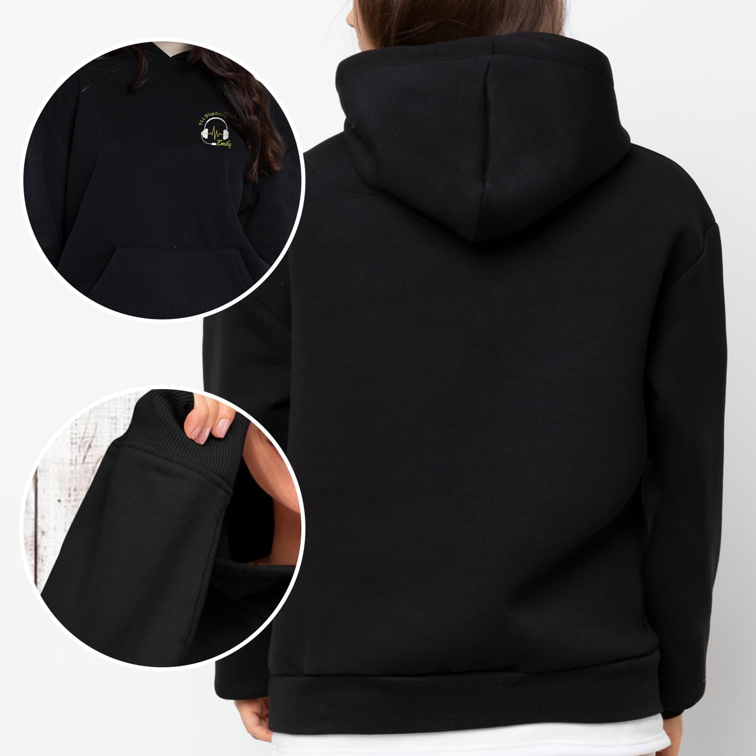 Personalized 911 Dispatcher Apparel, Thin Gold Line Embroidered Sweatshirt, Emergency 911 Hoodie Gift Dispatch Nurse Shirt