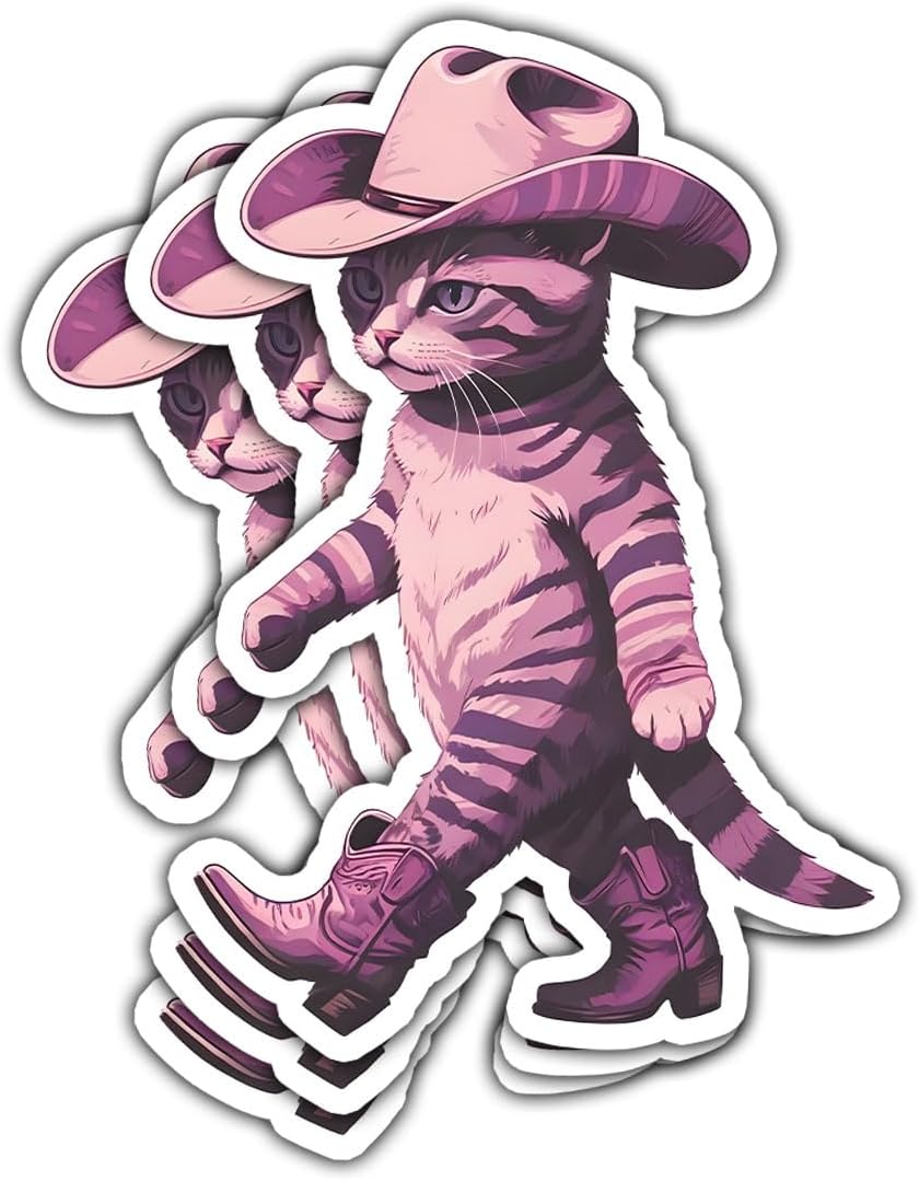 (3pcs) Cowboy Cat Sticker, Black Cat Sticker, Cool Cat Sticker, Cat Cowboy Sticker, Sticker Die-Cut Waterproof Vinyl Sticker for Laptop Water Bottle Phone Window Helmet
