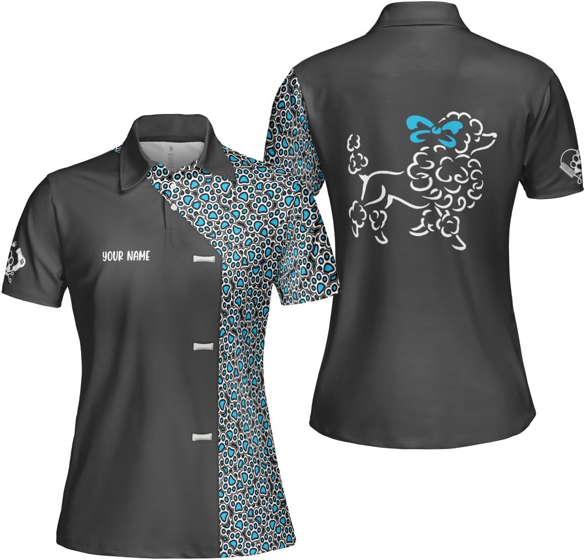 Personalized Dog Grooming 3D Polo Shirt Custom Pet Spa, Cute Pet Grooming Summer Uniform Polo Shirt for Women