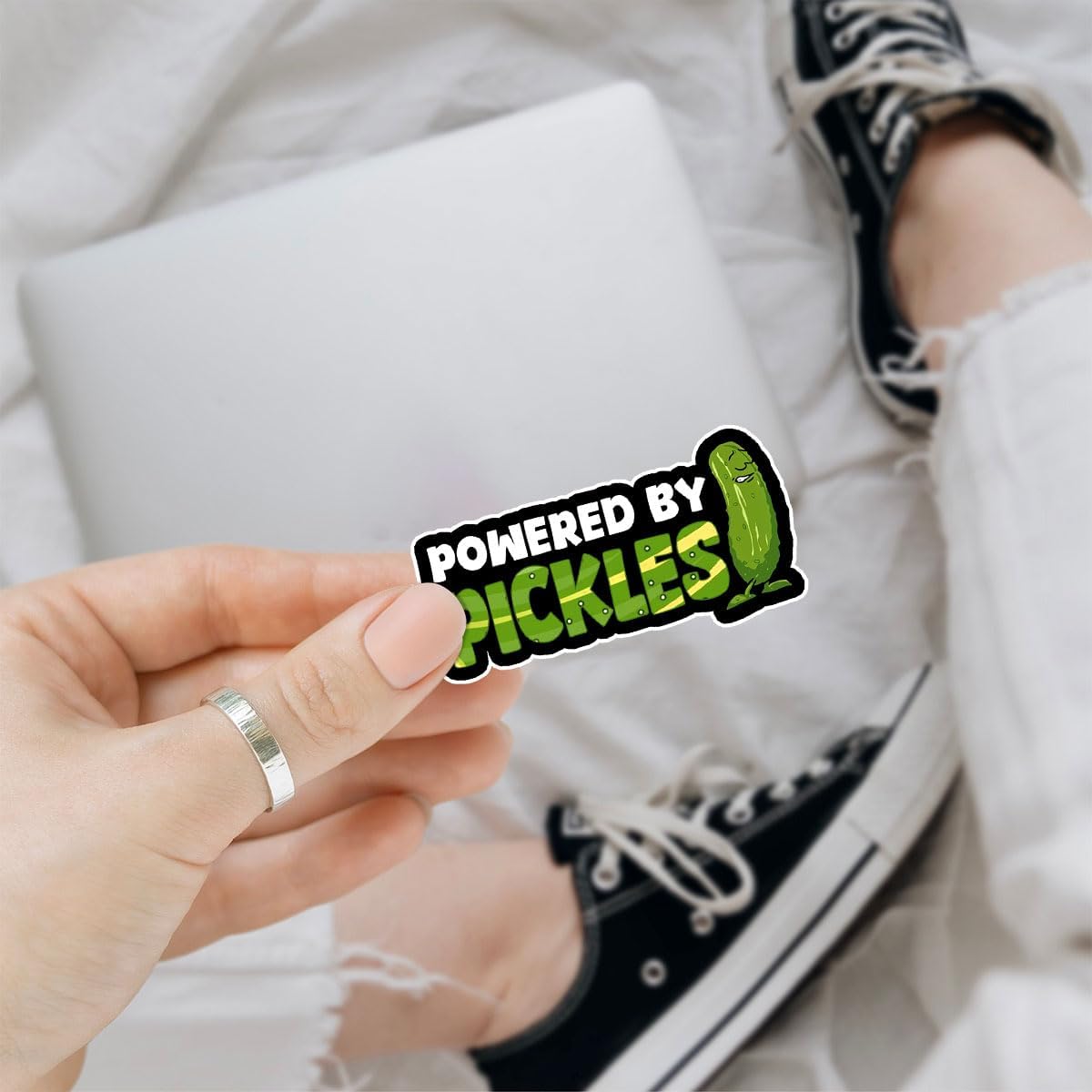 3 Pcs Powered by Pickles Sticker Gift Dill with It Sticker Funny Pickles Powered by Pickle Stickers Pickle Lover Sticker I Love Pickles Sticker for Laptop Bottle Phone Car Helmet Sticker 3"