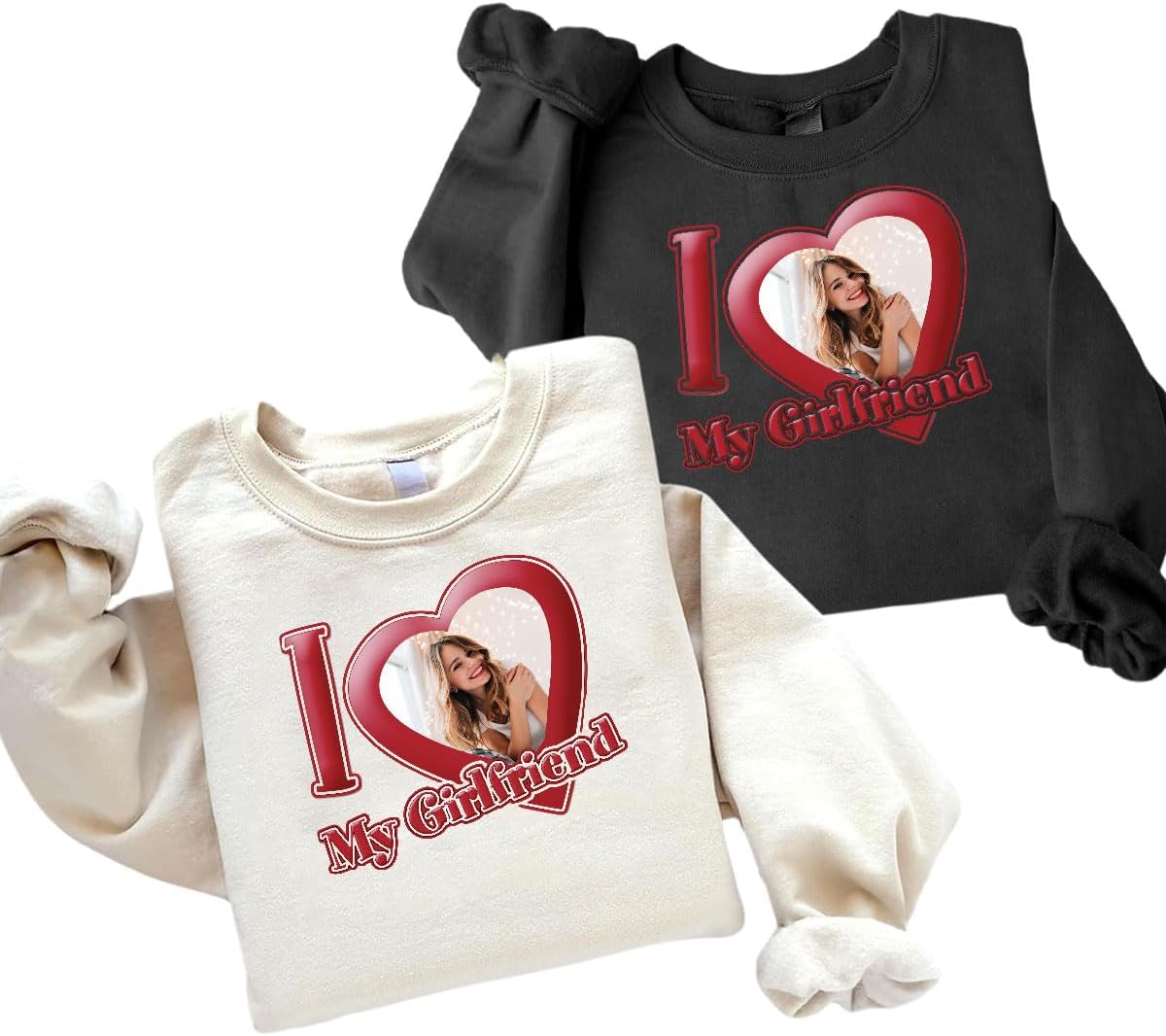 Personalized I Love My Girlfriend Custom Photo Shirt I Love My Boyfriend Gifts for Men, Women Valentine, Birthday Shirt Gift