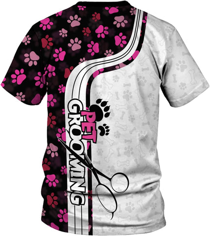 Rivelus Personalized Name Dog Groomer Shirt 3D, Funny Dog Groomer Apparel Shirts, Dog Groomer Gifts for Men and Women