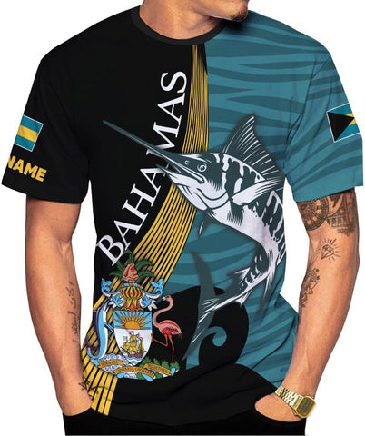 Artparel Personalized Bahamas Shirts 3D Bahamas T-Shirt Bahamas Shirts for Men Bahamas Souvenirs Shirts Bahamas Flag Shirts