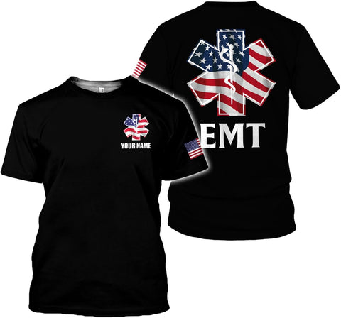 Mostprints Personalized EMT Shirt, EMS Shirt, Customized EMS Shirts,EMT Paramedic Uniform Emergency Medical Technician Shirts