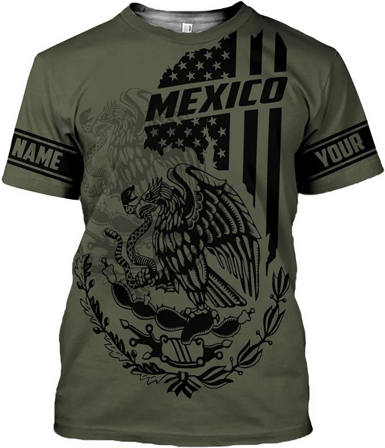 RoyalBro Personalized Mexico Shirt, Camisas de Mexico Customized Mexican Shirts Mexican Flag Mexico 3D Shirt for Men Women